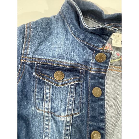 Garnet Hill Kids Jean Jacket with Embroidered Flowers Size Large - Picture 5 of 16